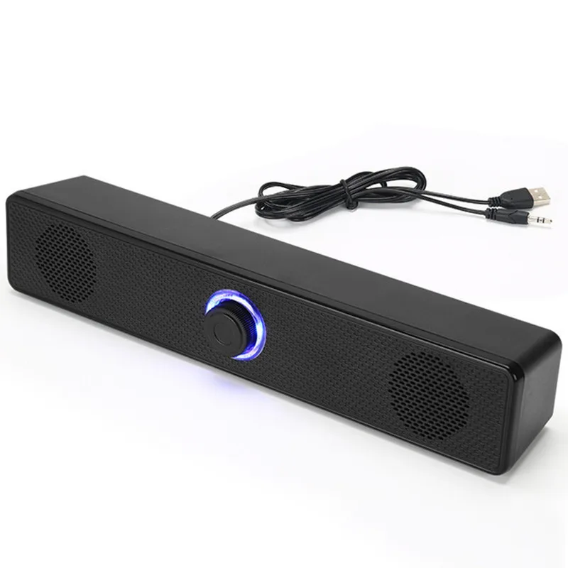 

E350T desktop long strip audio notebook computer USB knob wired speaker sound blaster subwoofer LED RGB