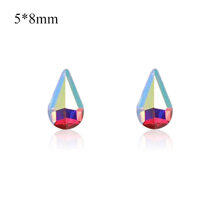 

High quality nail rhinestones 1440 pieces/bag irregular pear shape nail crystals rhinestones, Multi colors