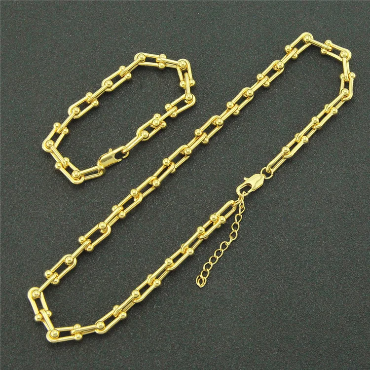 

Fashion Gold Color Chunky Chain Necklaces U Shape Thick Linked Necklaces for Women Minimalist Necklace