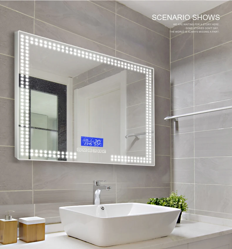Wall vanity mirror with lights for washroom bath room with bluetooth speaker