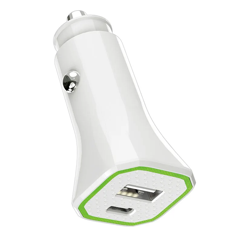 

Factory PD 18W Quick Charge 1 USB +1 Type-c Port Car mobile Charger with 2.1A Charging Lightweight QC3.0 Car Charger
