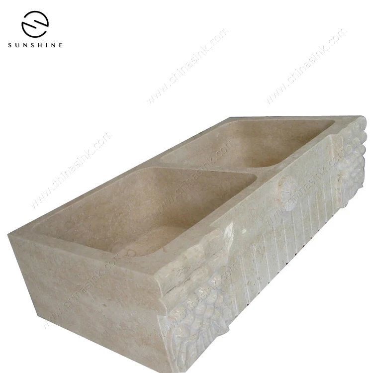 Genuine Egypt Galala Marble Stone Under Mounted Apron Kitchen Farmhouse Sink