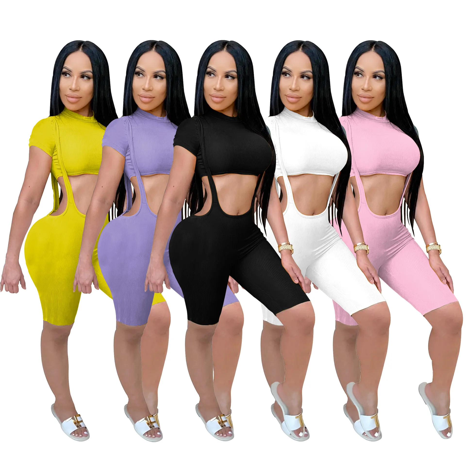 

2021 summer outfits two piece short set women clothing plus size two piece biker short set 2 piece short set, Picture shows