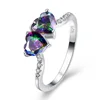 Europe and the United States hot sales town store treasure diamond ring plated platinum double heart emerald zircon ring