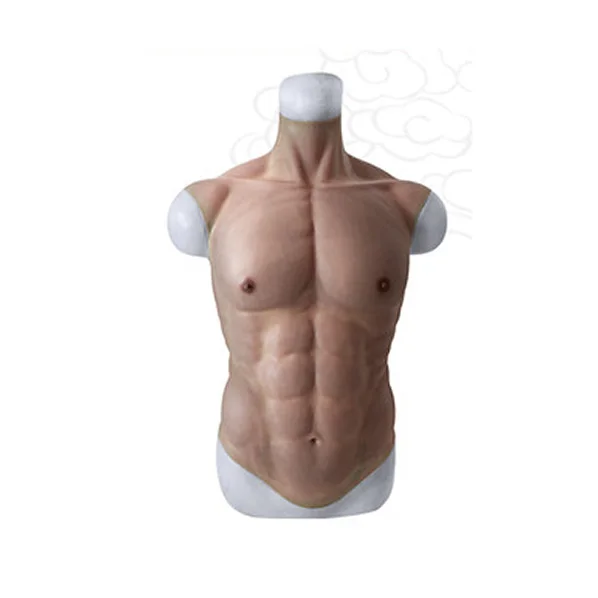 

CAIXIN Silicone Muscle Chest Realistic Male Chest Vest Abdominal Muscle Simulation Skin Silicone Soft, As photos shows