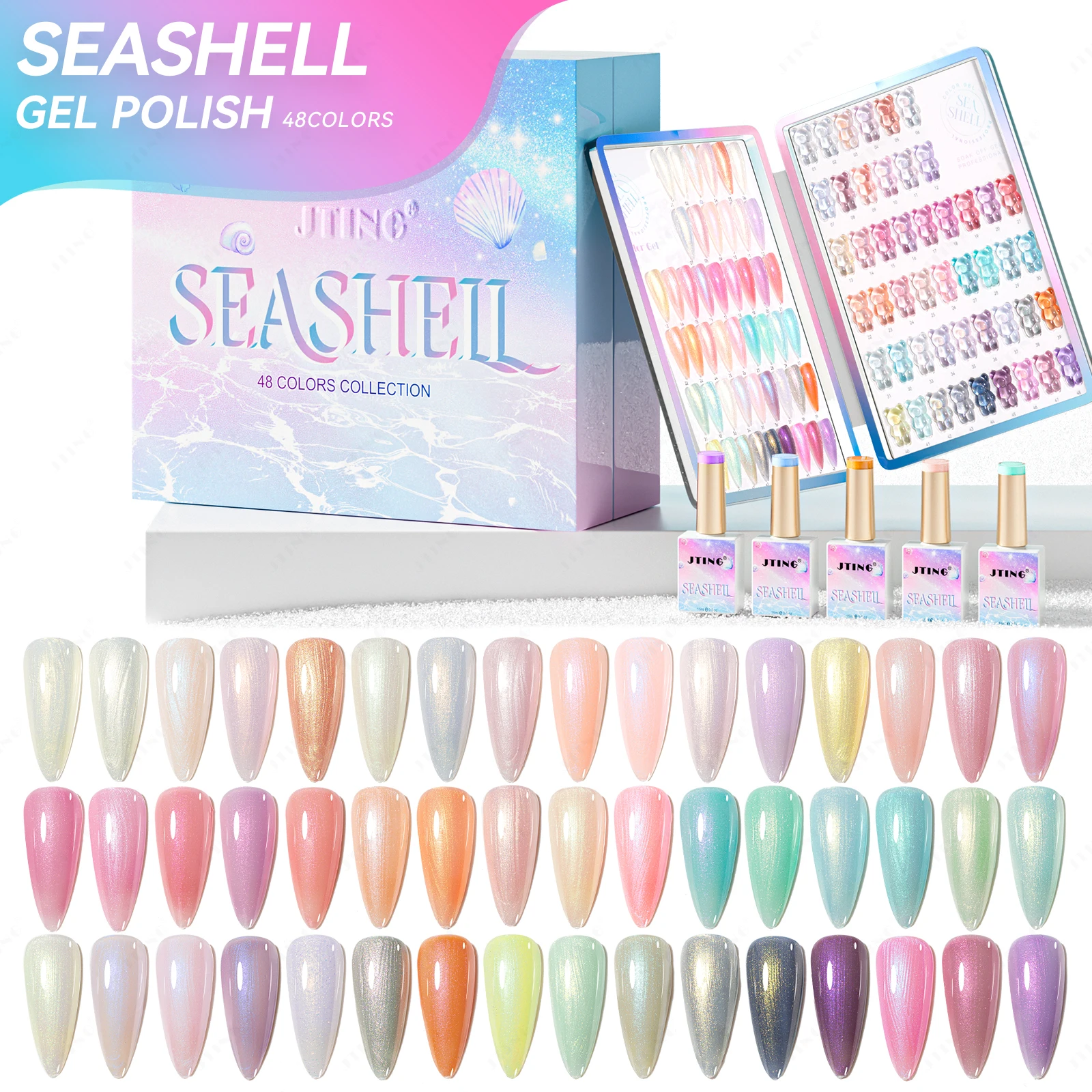 

JTING New popular seashell gel collection 48colors set box with unique color book OEM Private label dream summer gel nail polish