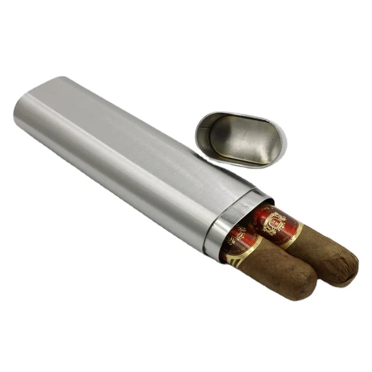 

High quality double cigar box thickened stainless steel cigar tube custom