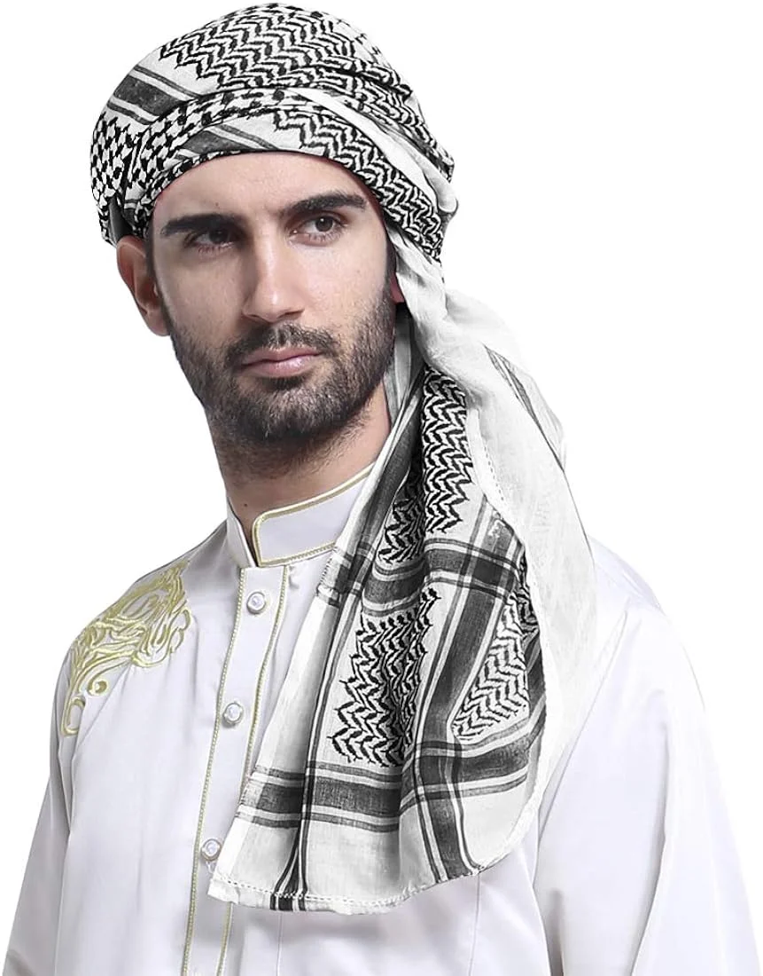

Muslim Dubai Turban Neck Wrap Men Arab Shemagh Headscarfs Keffiyeh Arabic Men Arab Headscarf