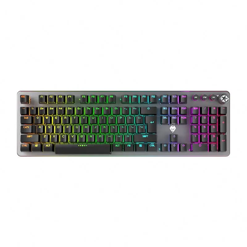 

Free sample The latest rotary knob backlit mechanical gaming keyboard 104-key hot-swappable mechanical gaming keyboard