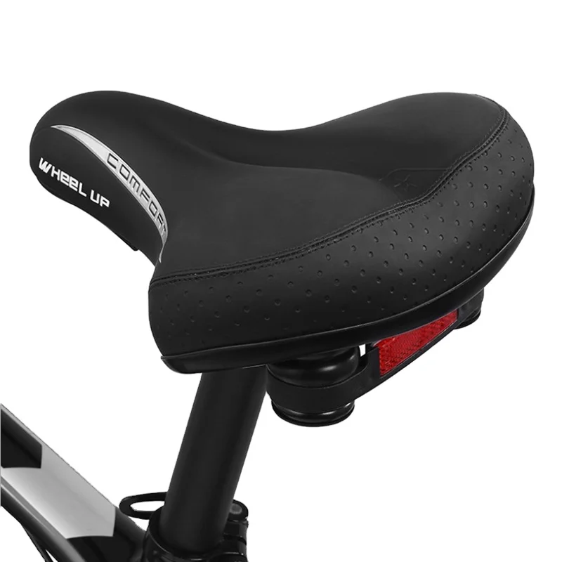 

Soft and Comfortable PU Leather Extra Wide Bicycle Seat with Shock Absorbing Ball Road Bike Saddle, Black