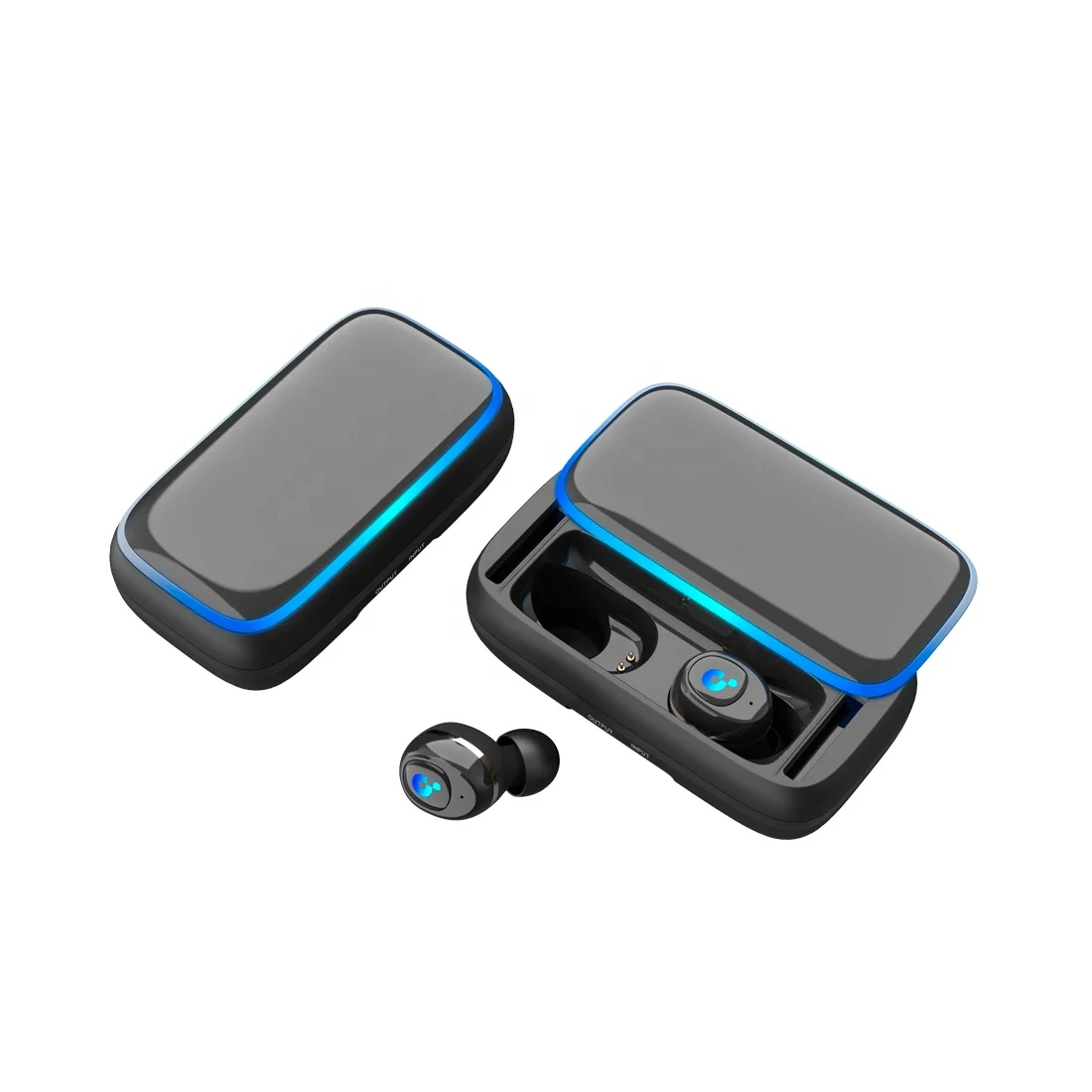 
Black X0 Power Bank Noise Cancelling Blue tooth True Wireless Earbuds Headphone Earphone 