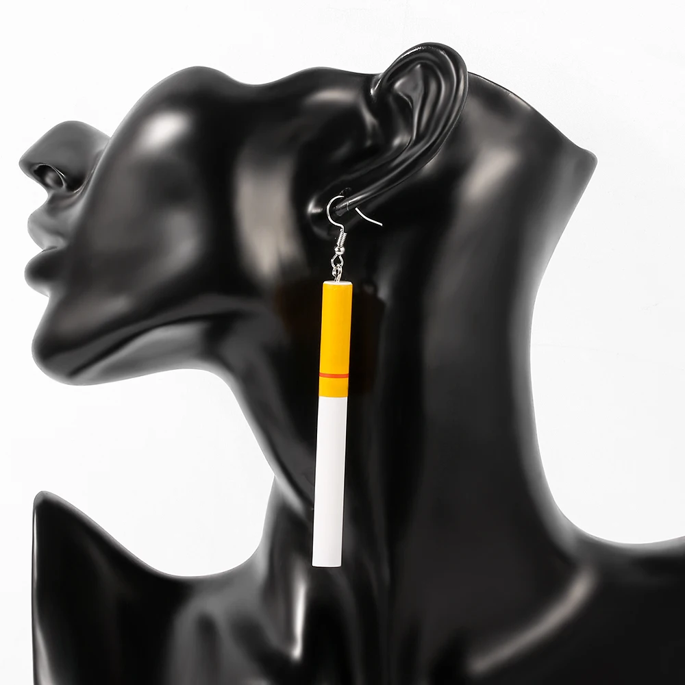 

Fashion woman Earrings wholesale Cigarette Butts Earrings Restoring Ancient Ways Gout Contracted girl dangle earring for women, Yellow color