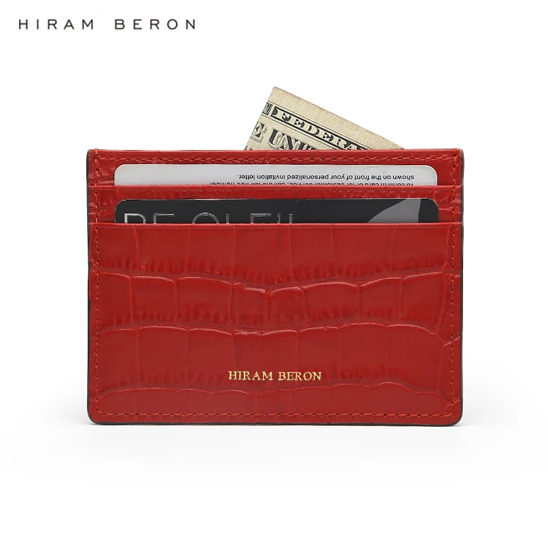 

Hiram Beron Factory Price Wholesale Luxury Leather Goods Red Leather Card Holder