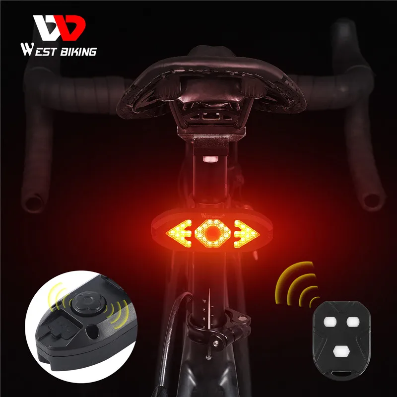 

WEST BIKING Remote Control Direction Indicator LED Rear Light With Horn USB Lamp Cycling Taillight Bicycle Turn Signal Light, Black