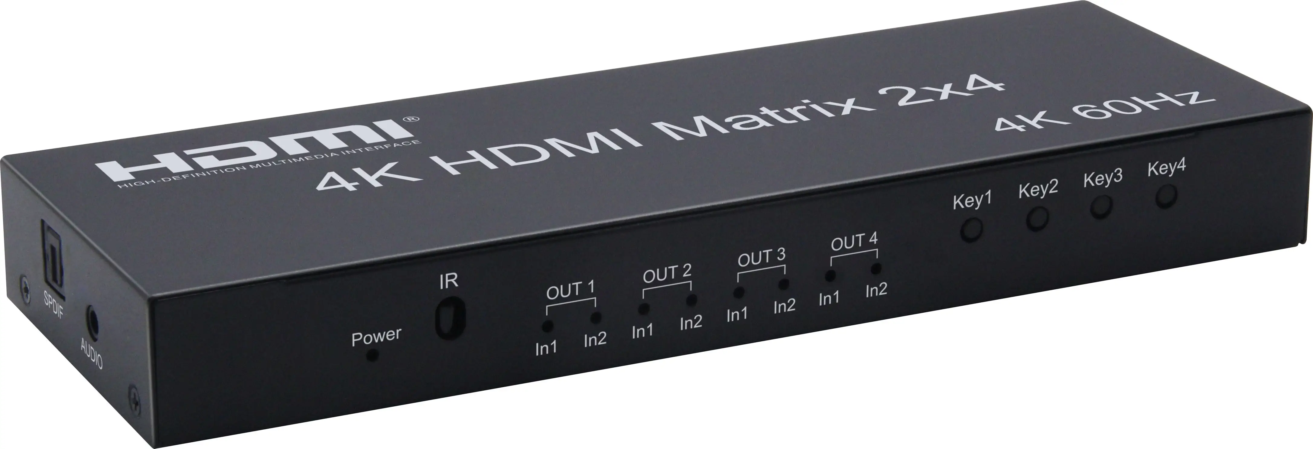 Matriz HDMI 2x4 4K @ 60Hz 2 entrada 4 salida HDMI matriz con óptica de audio estéreo de salida