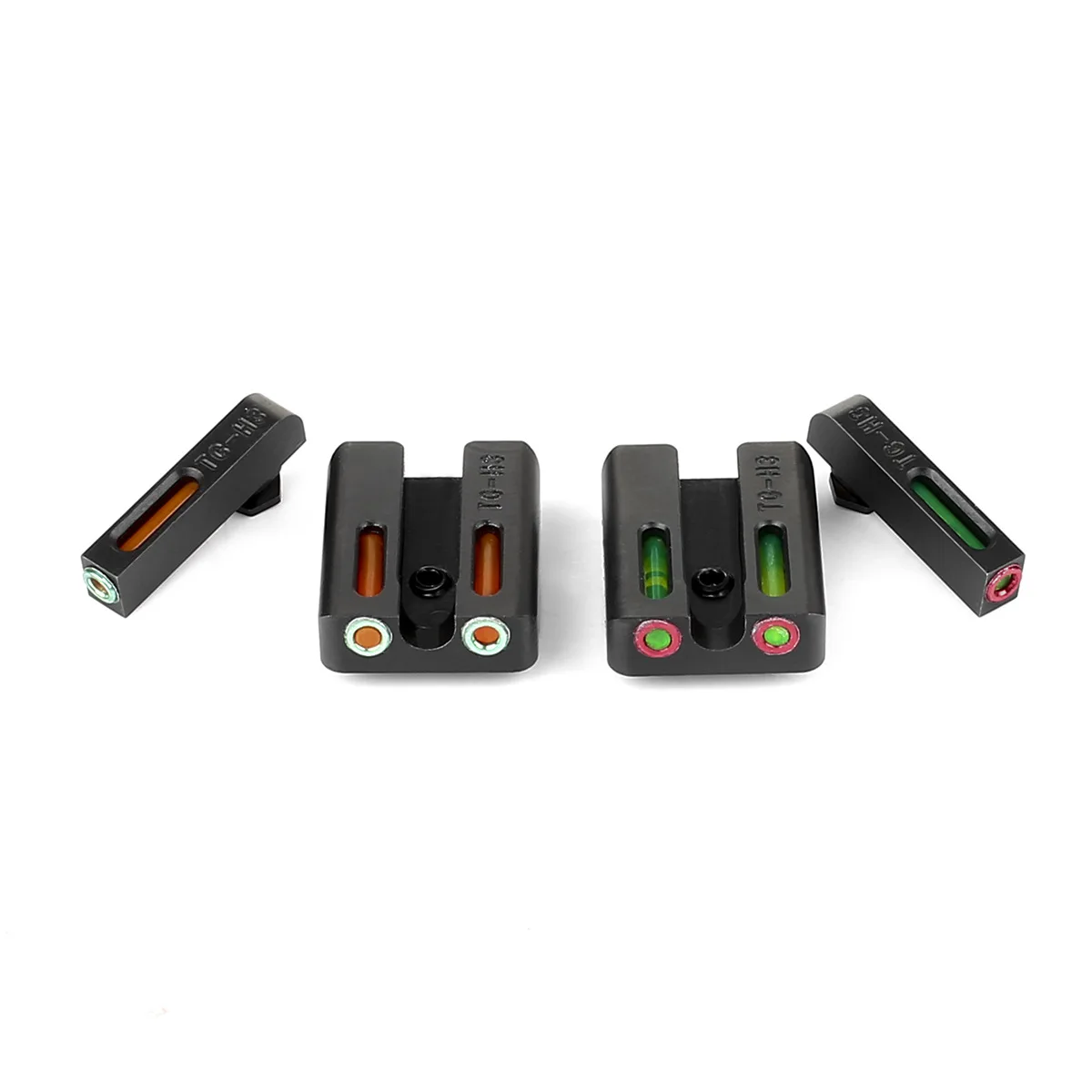 

Hunting Tactical Pistol Glock 17 19 23 Green Red Fiber Optic Front Rear Stainless Steel Glock Night Sights, Red and green