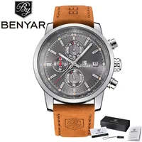 

Relogio Masculino BENYAR 5102 Watches Mens Top Luxury Brand Chronograph Sport Man Watch Military LeatherQuartz Wristwatch