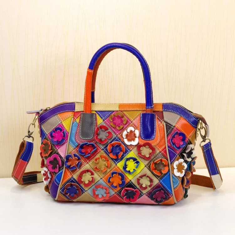 

Guangzhou Baiyun supplier wholesale cattlehide leather 2D applique women hand bag