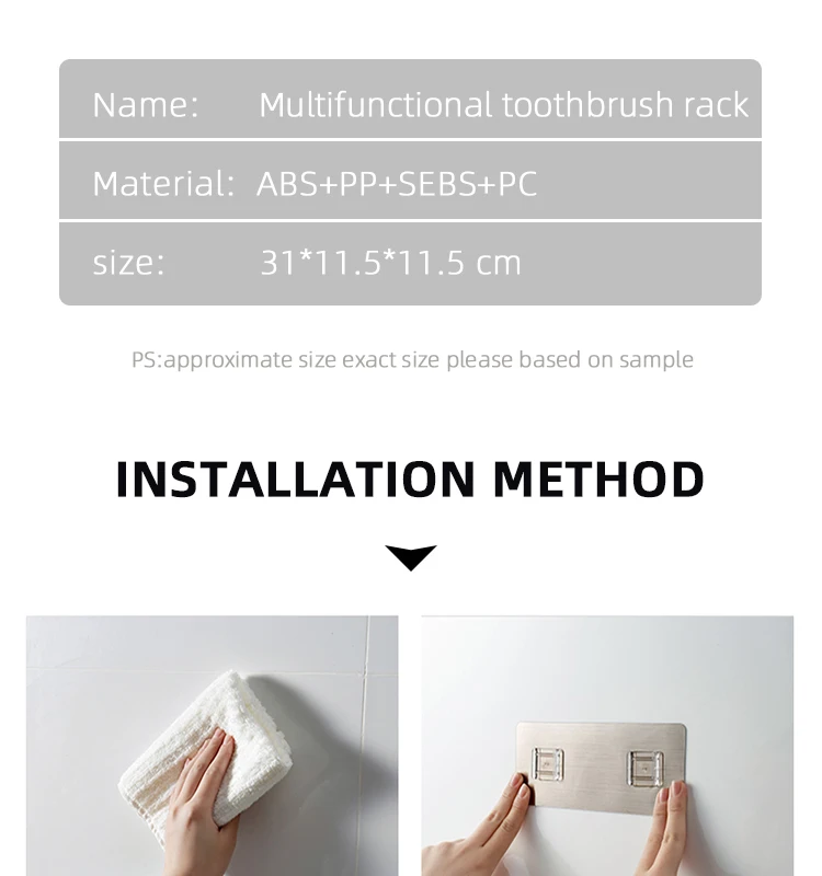 bathroom accessories plastic ABS toothbrush wall  holder  home organization toothpaste dispenser  with suction 3 cups  toilet