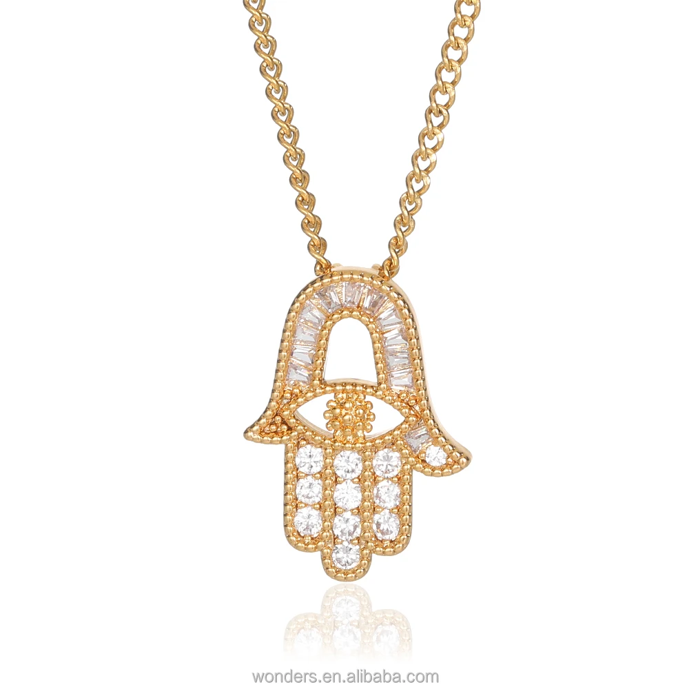 

Rhinestone Evil Eye Hamsa Hand Pendant Necklace Women Stainless Steel Chain Jewelry 2023 New Trendy