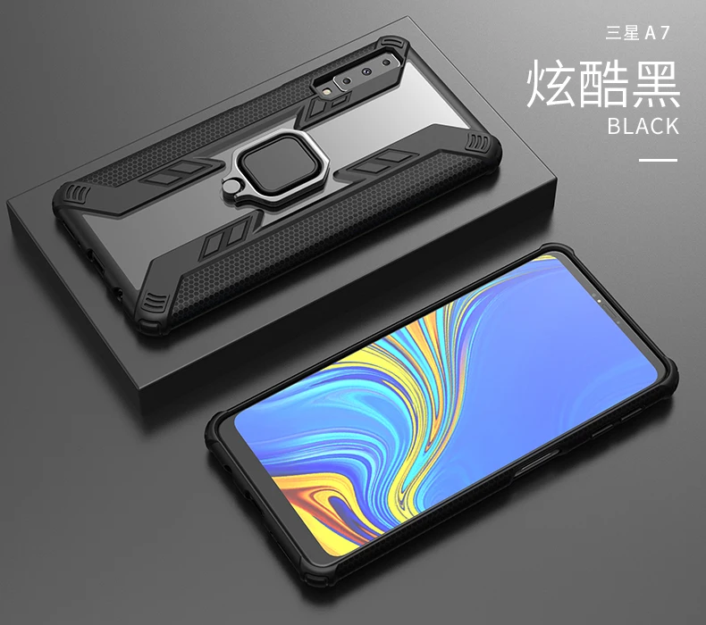

BearDada Good quality car mount magnetic ring holder armor luxury phone case For redmi note 7 pro transparent case