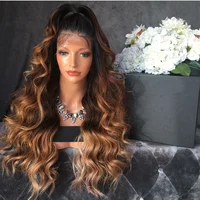 

250% Density Brown Blonde 3T Highlight Body Wave Mink Brazilian Cuticle Aligned Hair Lace Front Wigs