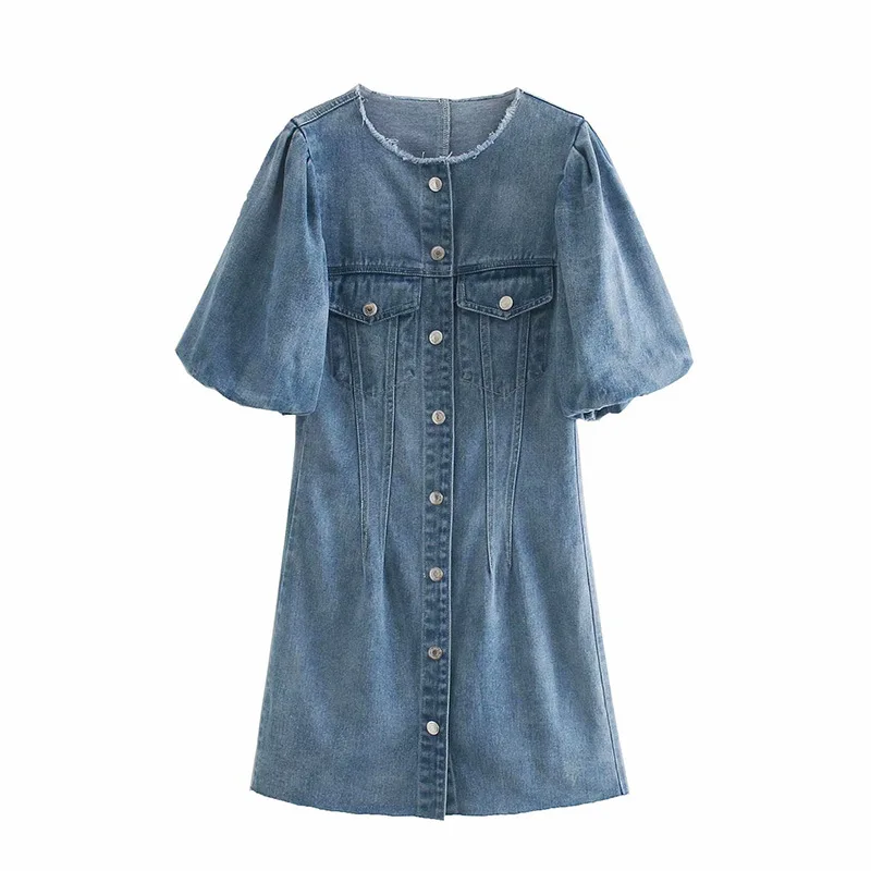 

Summer Sexy Silm Lady Ruffle Denim Jeans Mini Dress