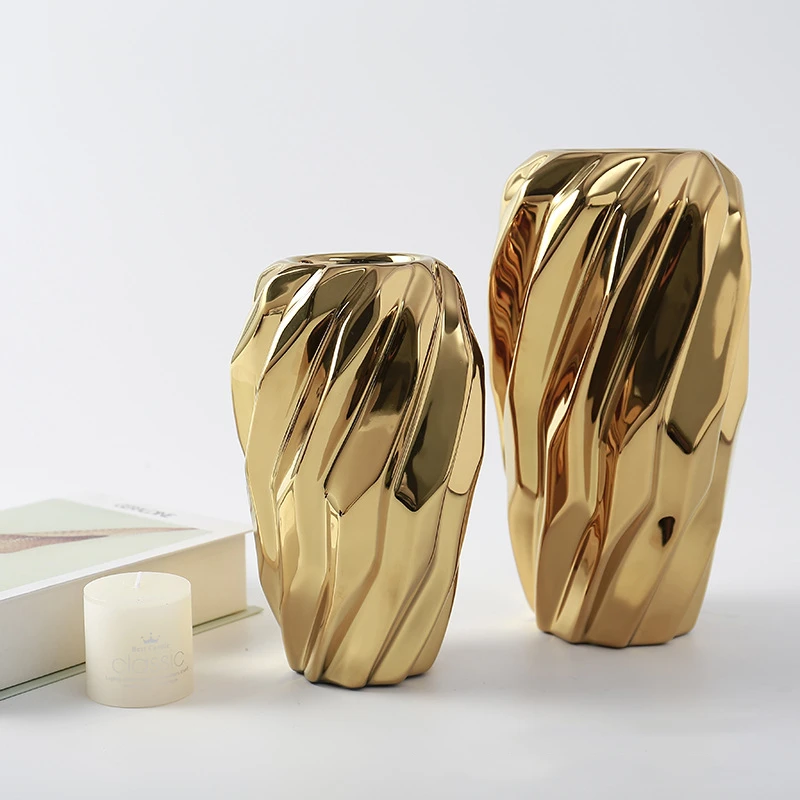 

Luxury gold silver thread shaped ceramic vaas home decoration weeding table porcelain vase