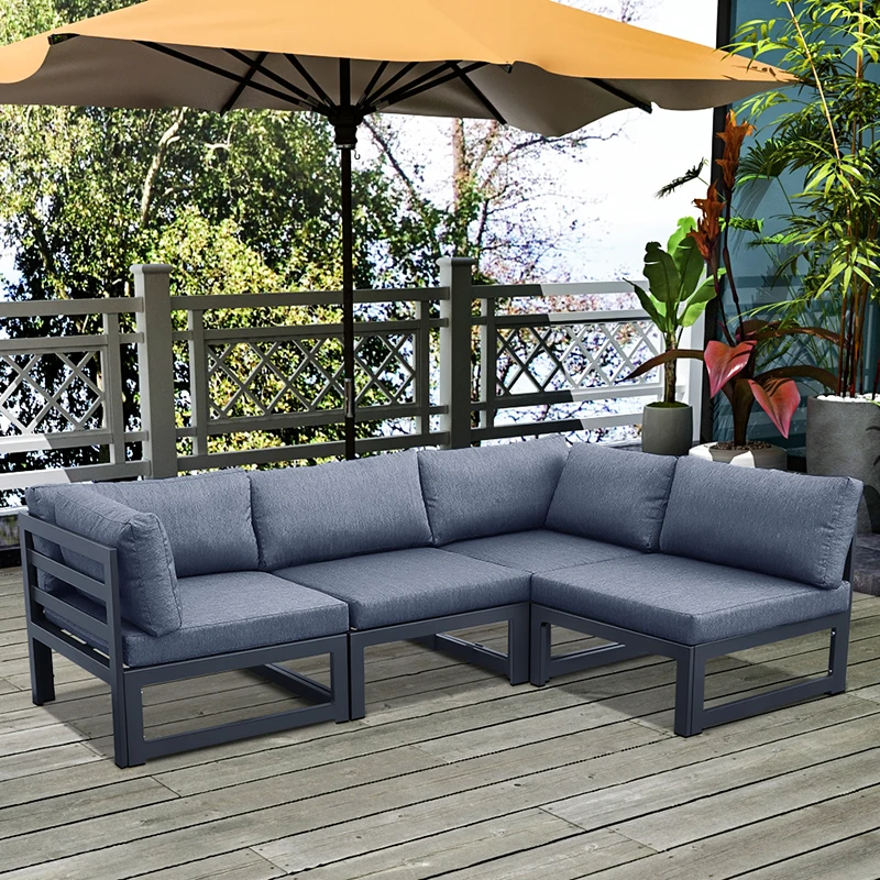 

In stock USA free shipping cost modern living room furniture Aluminum frame waterproof fabric sofas set