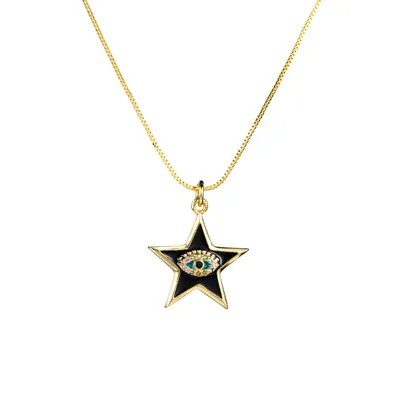 

Christmas Gift Jewelry Evil Eyes Five Pointed Star Choker Necklace Colorful CZ Star Turkish Blue Evil Eyes Pendant Necklace