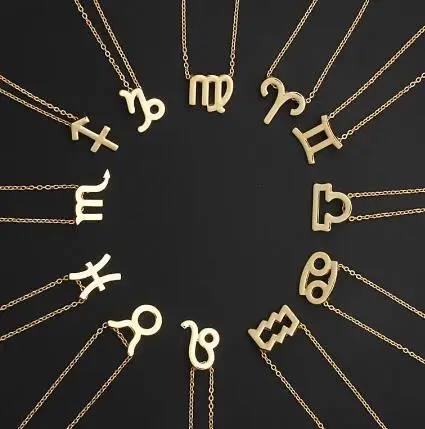 

Pendant Necklace Gift Card Gold Chain Choke Hoop Zodiac Necklace for Women