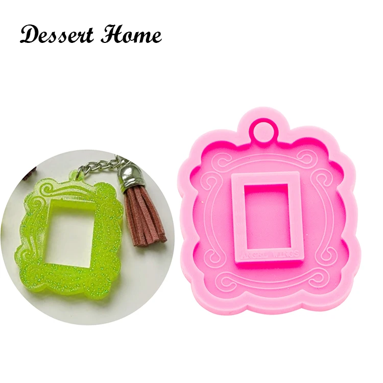 

DY0262 Shiny Christmas frame keychain mold DIY epoxy resin table keychain silicone molds jewelry moulds, Pink