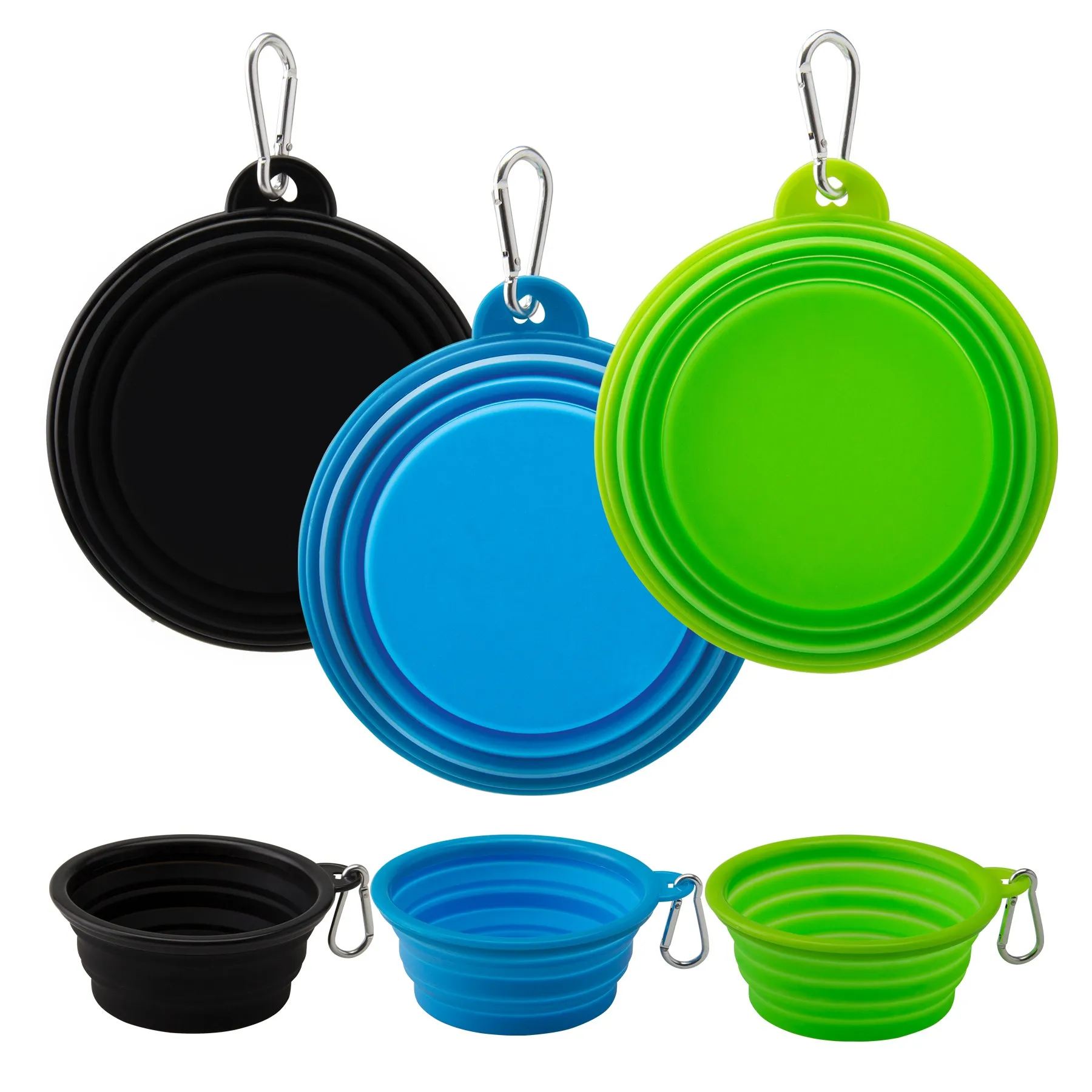 

Silicone Dog Feeder Pet Dog Food Bowl Collapsible Pet Bowl with Carabiner