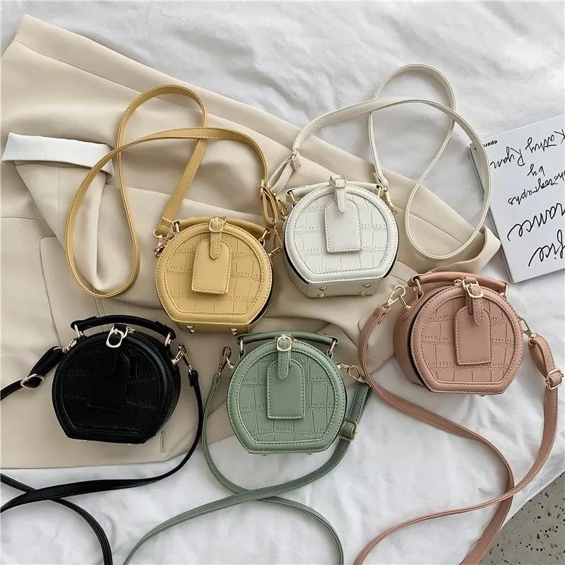 

New style round fashion messenger leather waterproof shoulder bag luxury purses for women