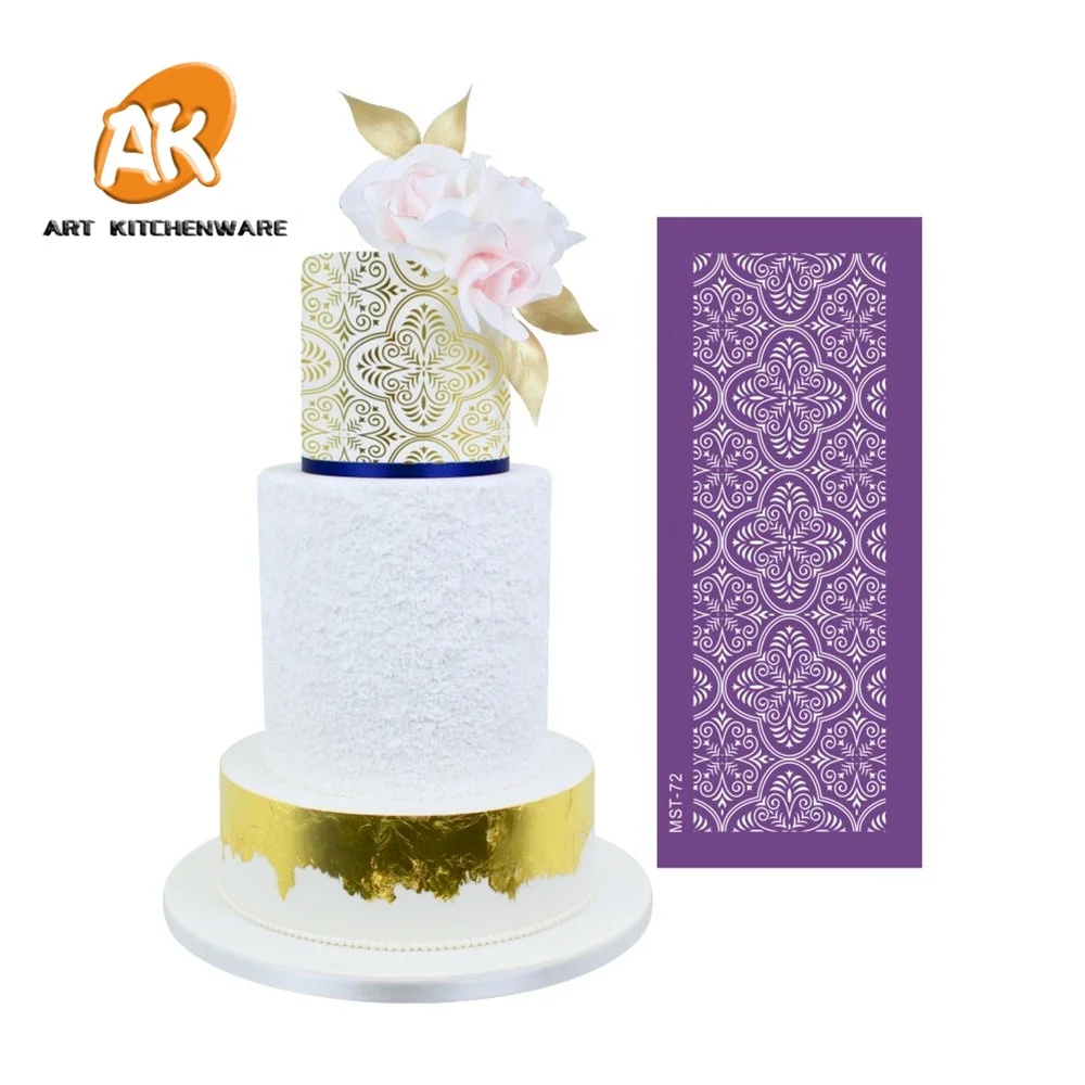 

AK Cake Decorating Mesh Stencils Royal Icing Lace Stencils Fondant Tools Fabric Stencil for Bakery MST-72
