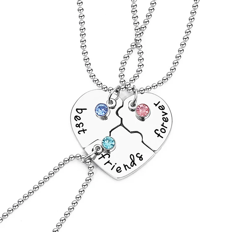 

Best Friends Forever and Ever Pendant Friendship Necklace Engraved Necklace Rhinestone Best Friend Necklaces, Picture shows