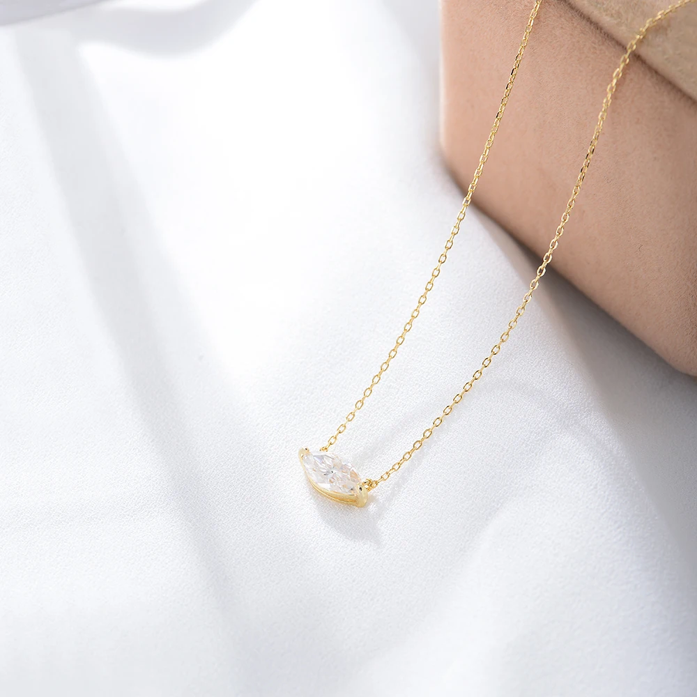 KN2041  2024 New Style Lower Price 925 Zircon Stone Marquise Pendant Claw Setting Necklace for Custom Moissanite