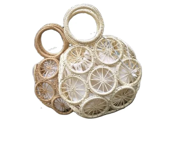 

Summer Beach Vintage Natural Round Cute Hollow Hand-woven Paper Rope Straw Bag