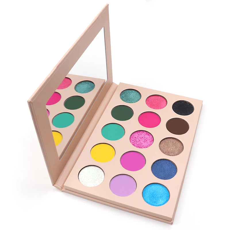 

Fashionable Custom Your Brand 15 Color Shimmer and Matte Eyeshadow Palette with Cardboard Packaging