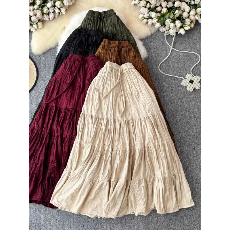 Boutique Wholesale 2026 Autumn New Fashionable High Waist Slimming Big Swing A-line Women's Half Skirt