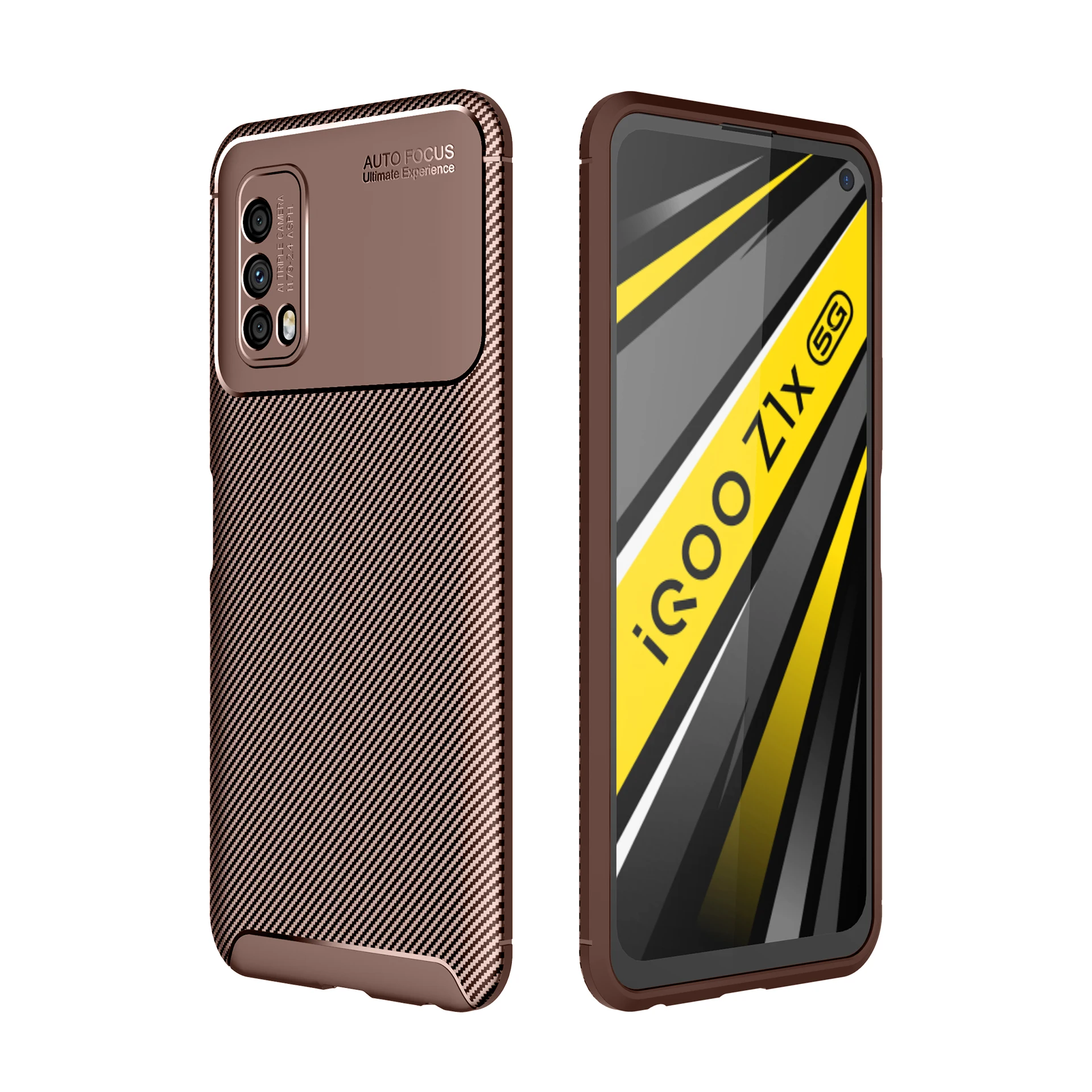 

special 2.0mm thickness Durable Shockproof Carbon Fiber Textured Phone Case for VIVO IQOO Z1X, As pictures