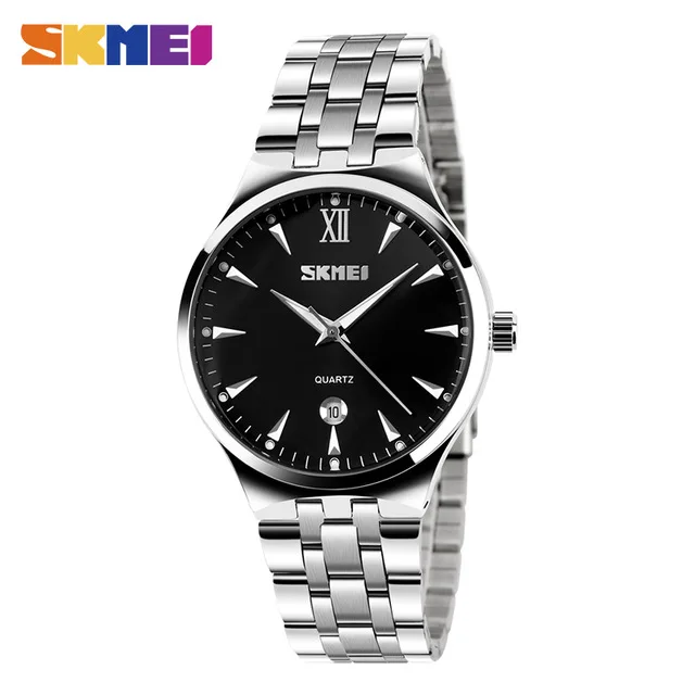

2021 SKMEI 9071 Lovers Quartz Water Full Stainless Steel Calendar Proof Auto Date Wrist Watch