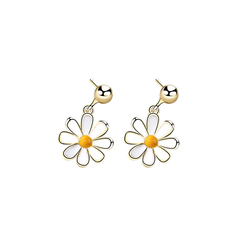

2020 Trendy Cute Flower Earrings Girls 925 sterling silver daisy flower earrings stud