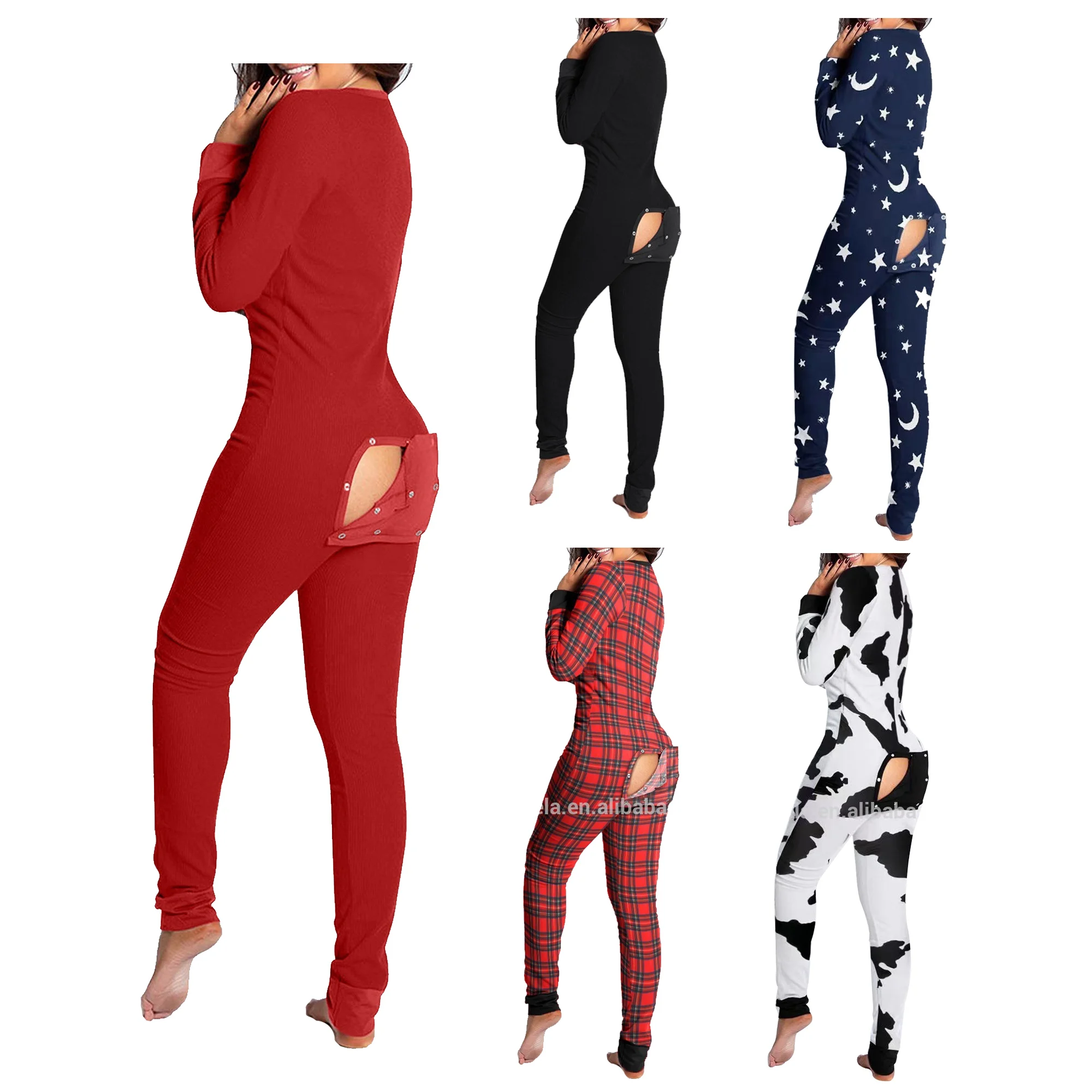 

Drop shipping butt flap CHRISTMAS PAJAMAS onesie One piece pajamas women, Customized color