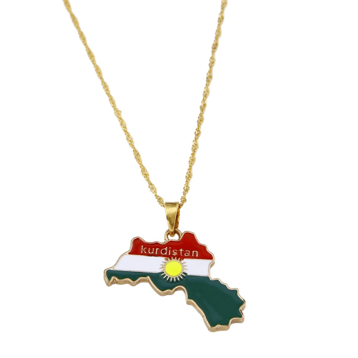 

Kurdistan Region Map Pendant Necklaces Gold Color Koerdistan Charm Jewelry For Women Men