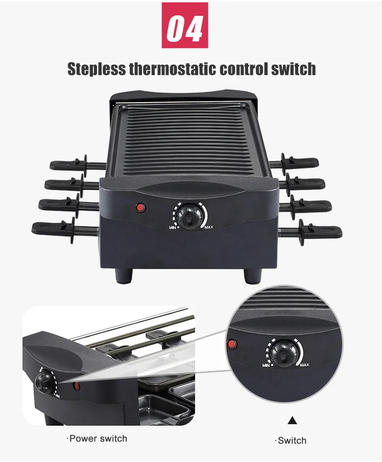 Indoor Home Electric Barbecue Plancha Grill Japanese Table Top Kebab