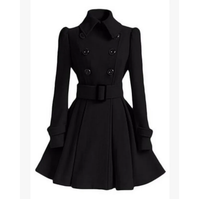 

Women Trench Coat 2020 New Long Woolen Coat Dress Fashion Slim Double-Breasted lapel Luxury Long Winter Warm Wool Jacket Outerwe