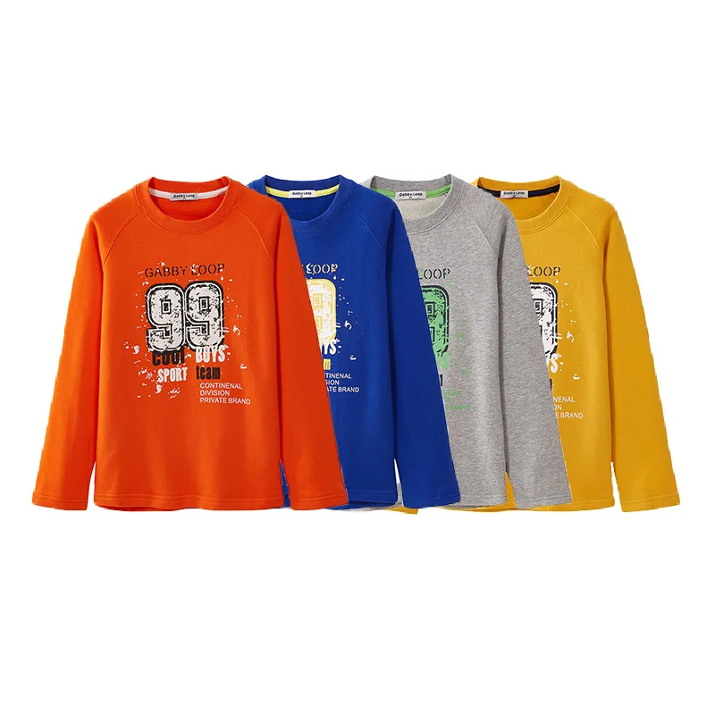 

Gabby Loop Kids Autumn Crew Neck Brushed Fleece Pullover Sweatshirt For Boys Letter Print Children Sweatshirt