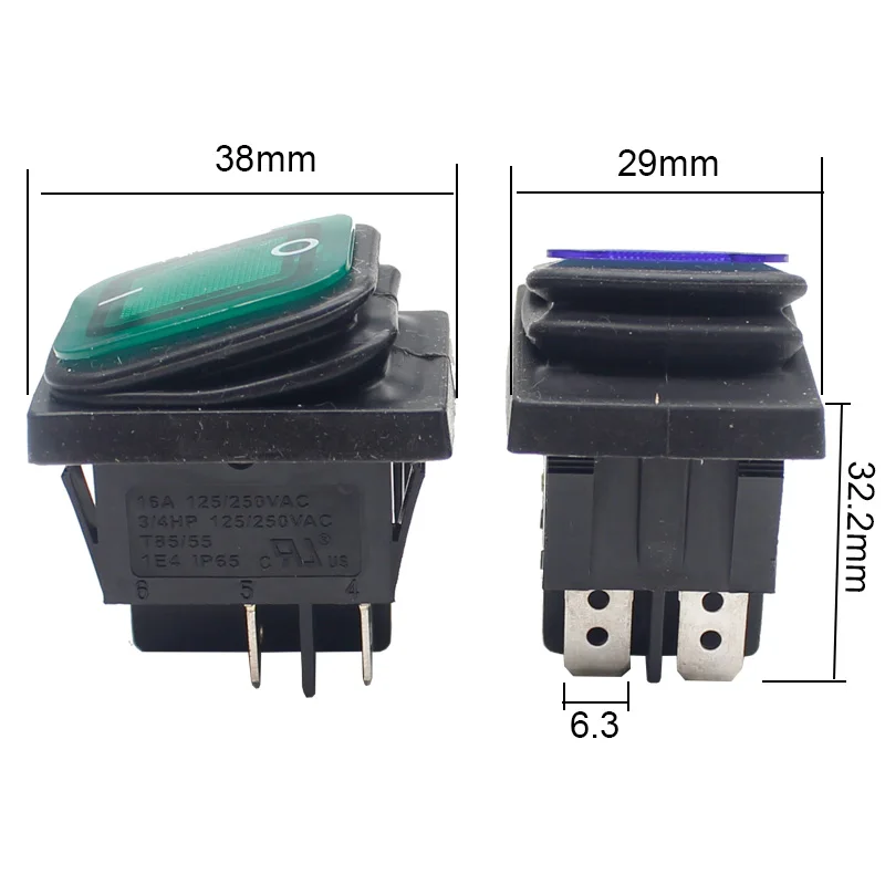 1PC NEW RLEIL RL2 1E4 T125/55 16A 250V 2Pins Waterproof Rocker Switch # ...