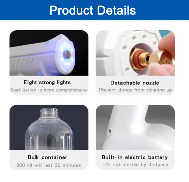 
Rechargeable UV Light Spray Portable Cordless Fogger Automatic Handheld Spray Gun Electric Sprayer 